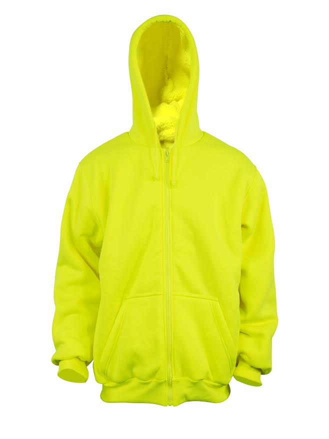 Safety Lime Color Hoodie With Extra Warm Lined Thermal