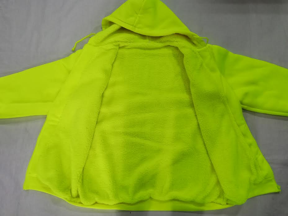 Safety Lime Color Hoodie With Extra Warm Lined Thermal