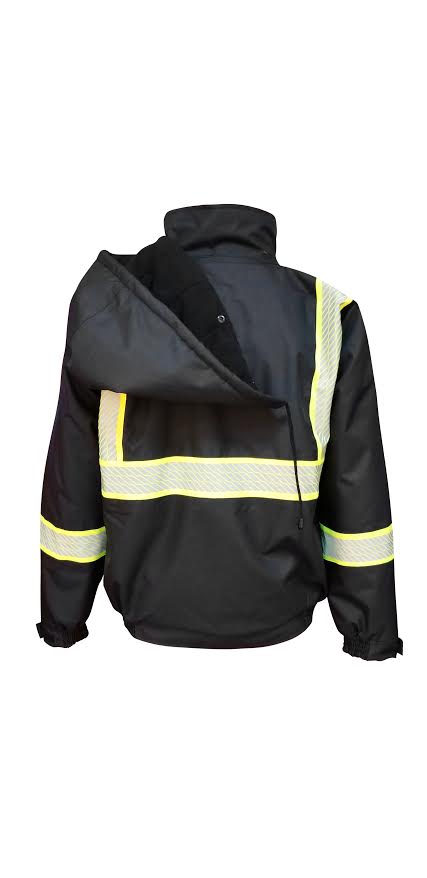 Black HI-VIS Safety Bomber Reflective Jacket