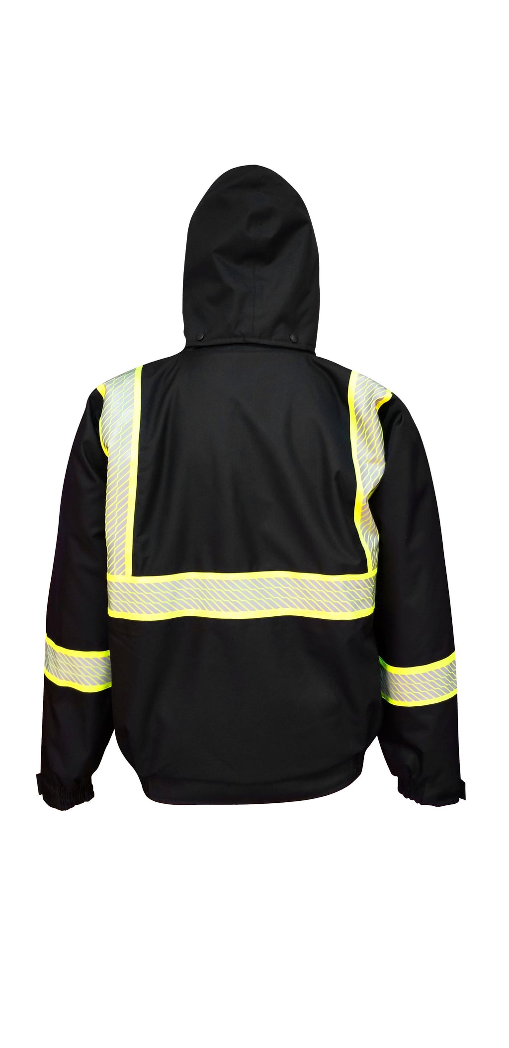 Black HI-VIS Hooded Sweatshirt Zip Front