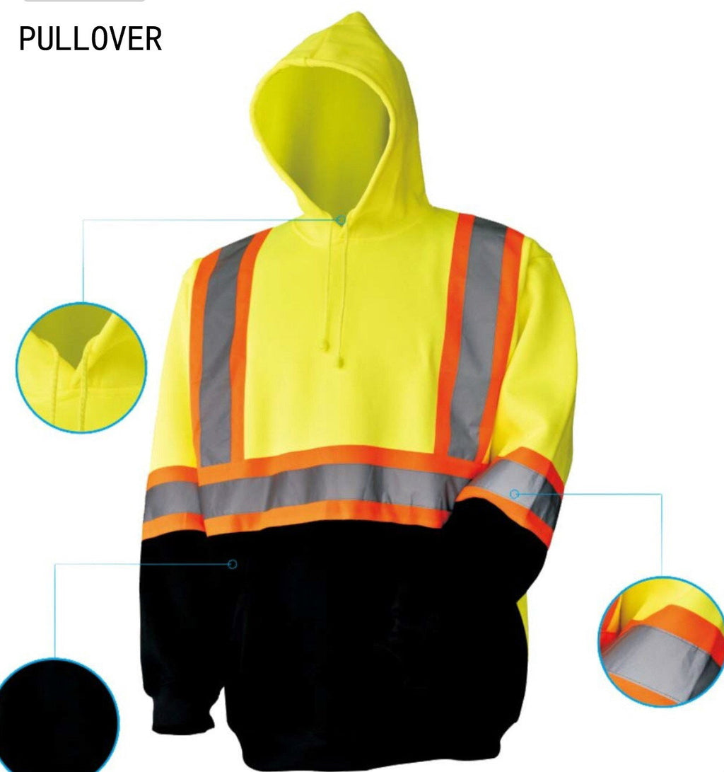 Hi-Vis Hooded Sweatshirt Class 3 Safety Pullover