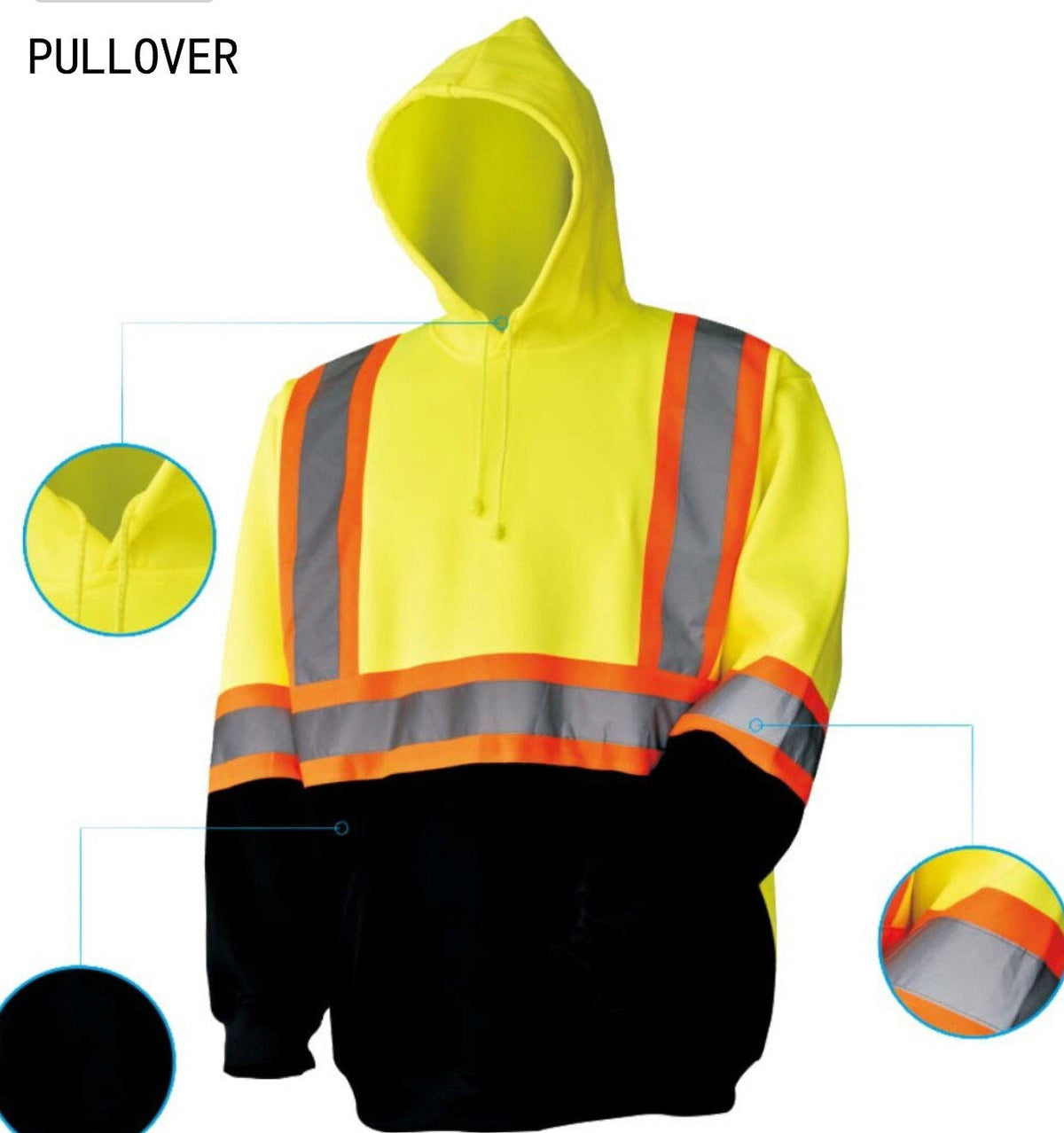 Hi-Vis Hooded Sweatshirt Class 3 Safety Pullover