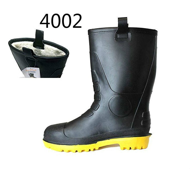 Men's BIack Winter Snow Rain Shoes Warm FIeece Lined Thermolite Rubber Insulated