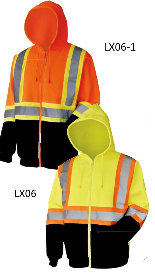 Hi-Vis Hooded Sweatshirt Class 3 Safety Hoodie Zip Front