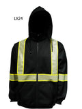 Black HI-VIS Hooded Sweatshirt Zip Front