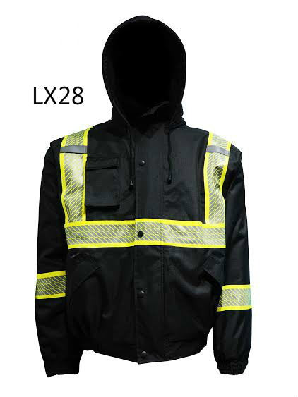 Black HI-VIS Safety Bomber Reflective Jacket