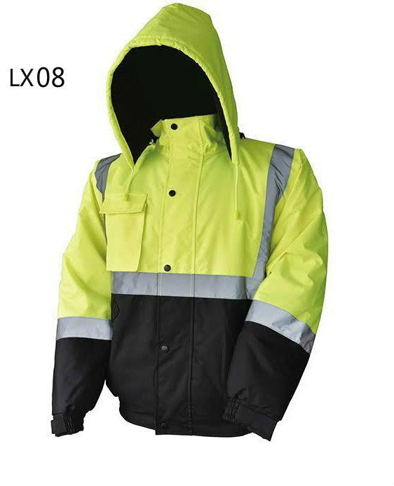 Hi Vis Class 3 Insulated Safety Bomber Reflective Jacket